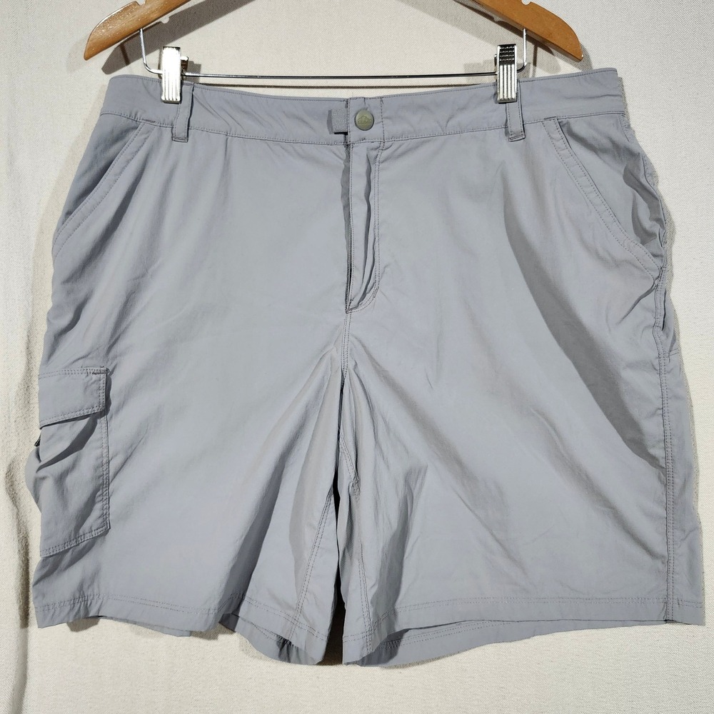 LL‎ Bean Mens XL Grey Nylon Spandex Stretch Hiking Cargo Shorts Regular Fit